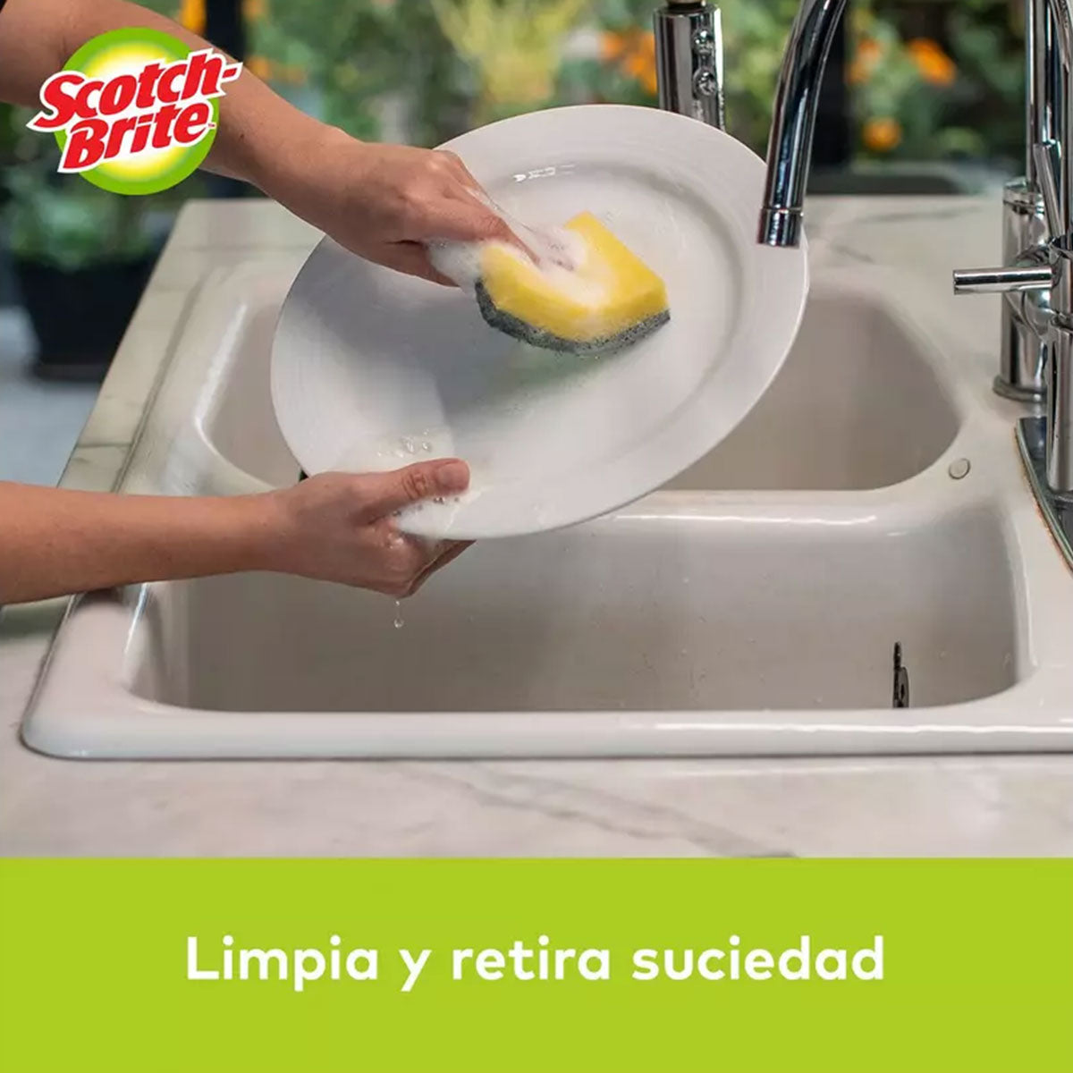 Pack Esponjas de Limpieza Pesada Lisas Scotch Brite 3M (4 esponjas en total)