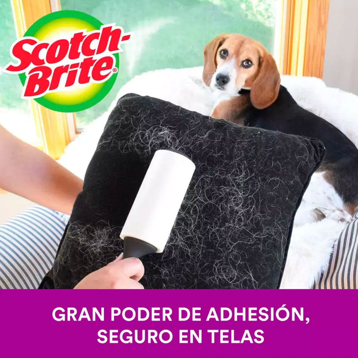 Rodillo Adhesivo Quita Pelos y Pelusas para Mascotas Scotch Brite 3M (56 Hojas)