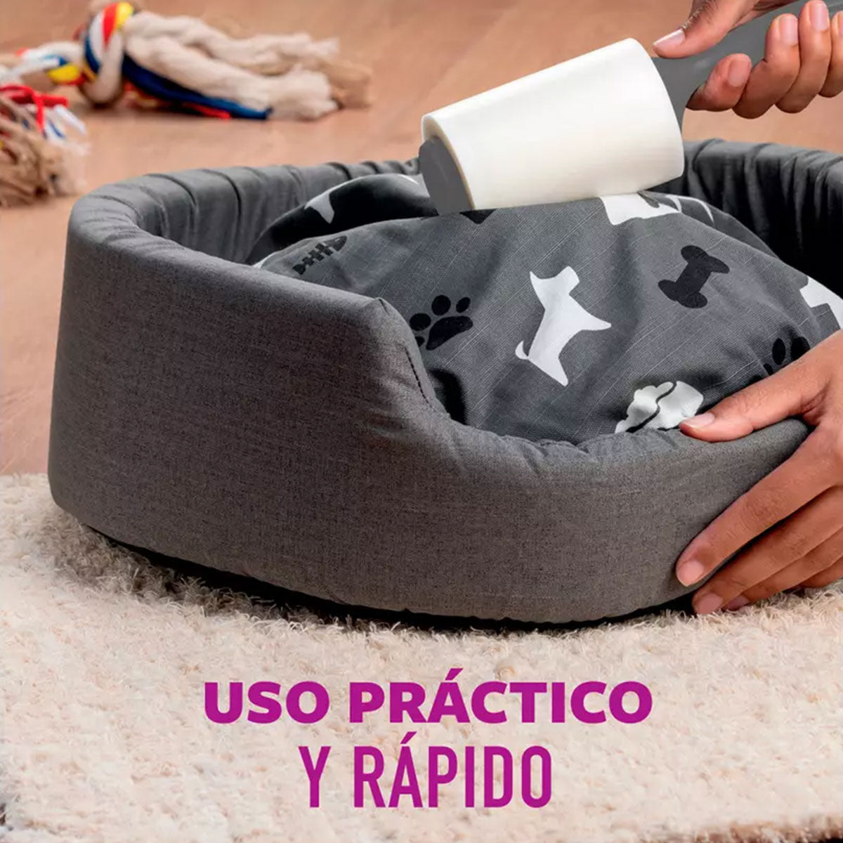 Rodillo Adhesivo Quita Pelos y Pelusas para Mascotas Scotch Brite 3M (56 Hojas)