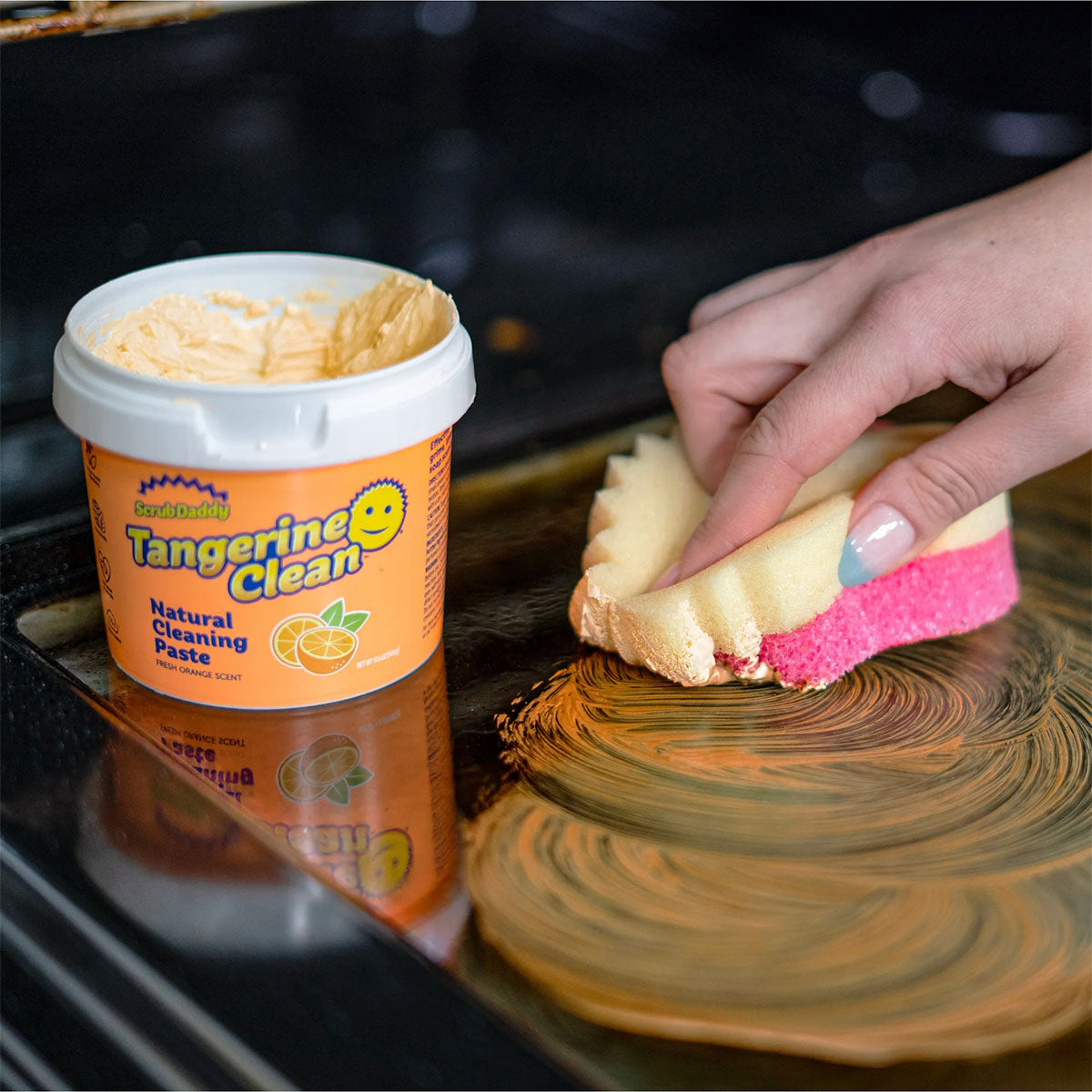 Tangerine Clean Scrub Daddy, Pasta limpiadora multiusos 500 gr, para todo tipo de suciedades difíciles