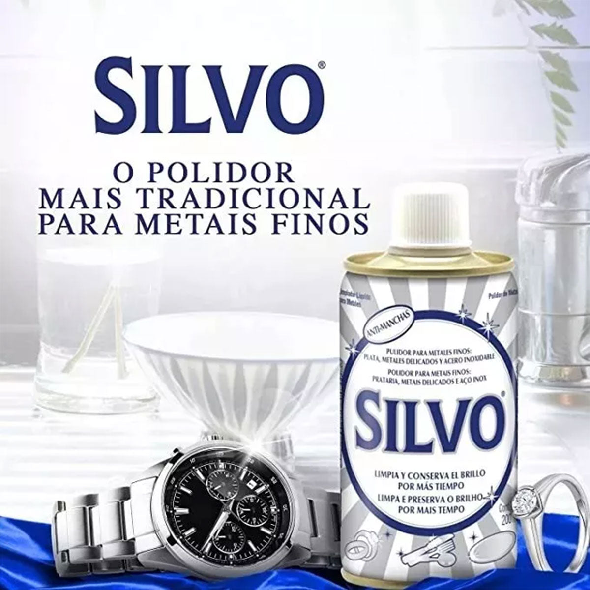 Limpiador Pulidor Para Metales Finos y Plata 200 ml Silvo
