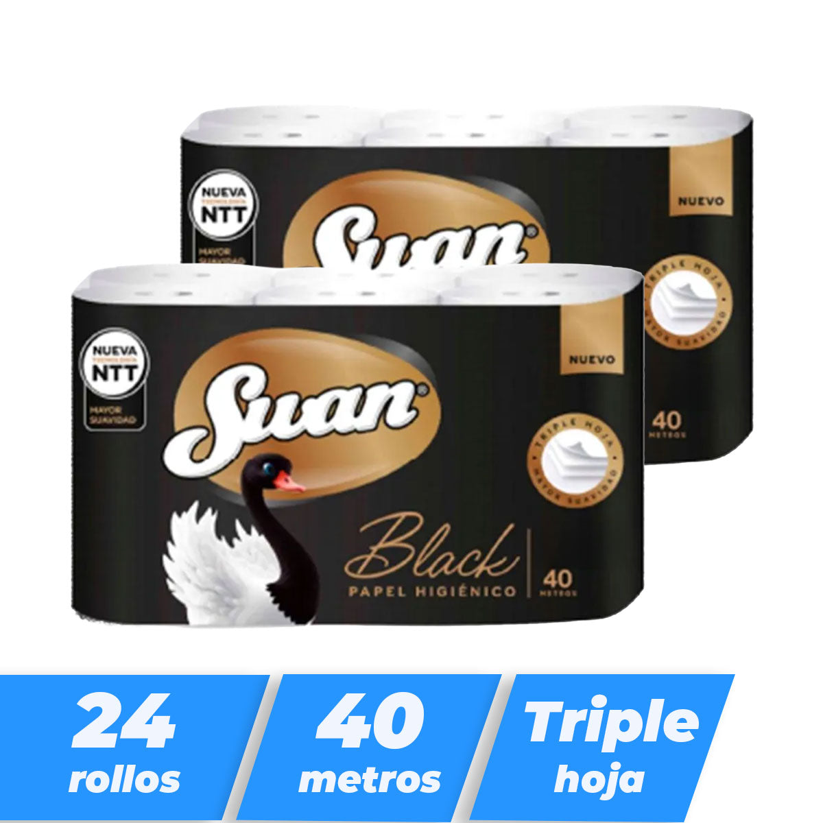 Papel higiénico Swan Black Triple hoja 40 metros (24 rollos)