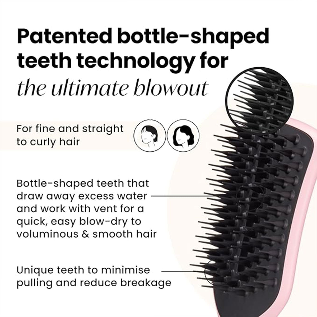 Cepillo de Pelo Easy Dry & Go Vented Hairbrush Straight - Wavy Tickled Pink Tangle Teezer