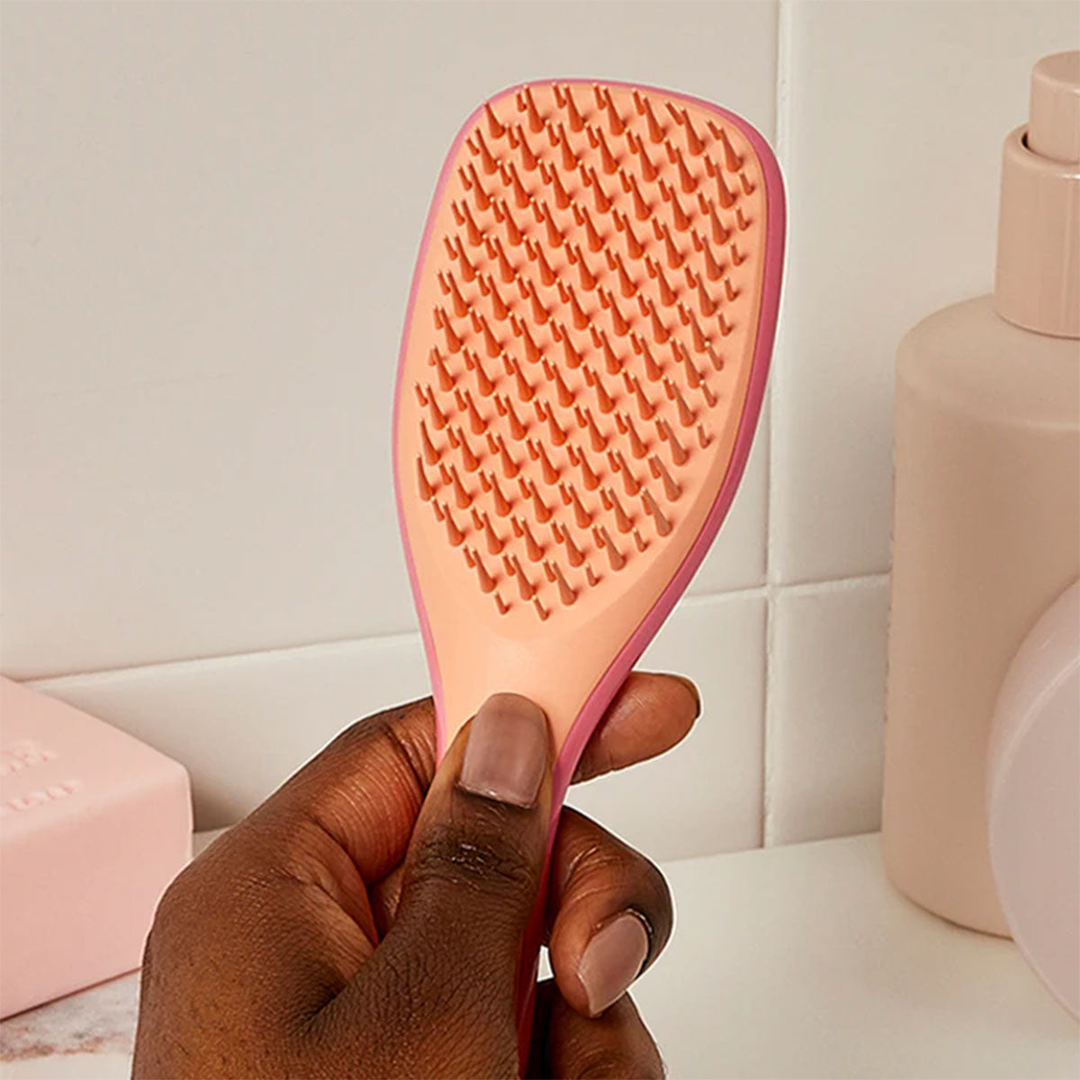 Cepillo de Pelo Wet Detangler Mini Straight - Curly Salmon Pink & Apricot Tangle Teezer