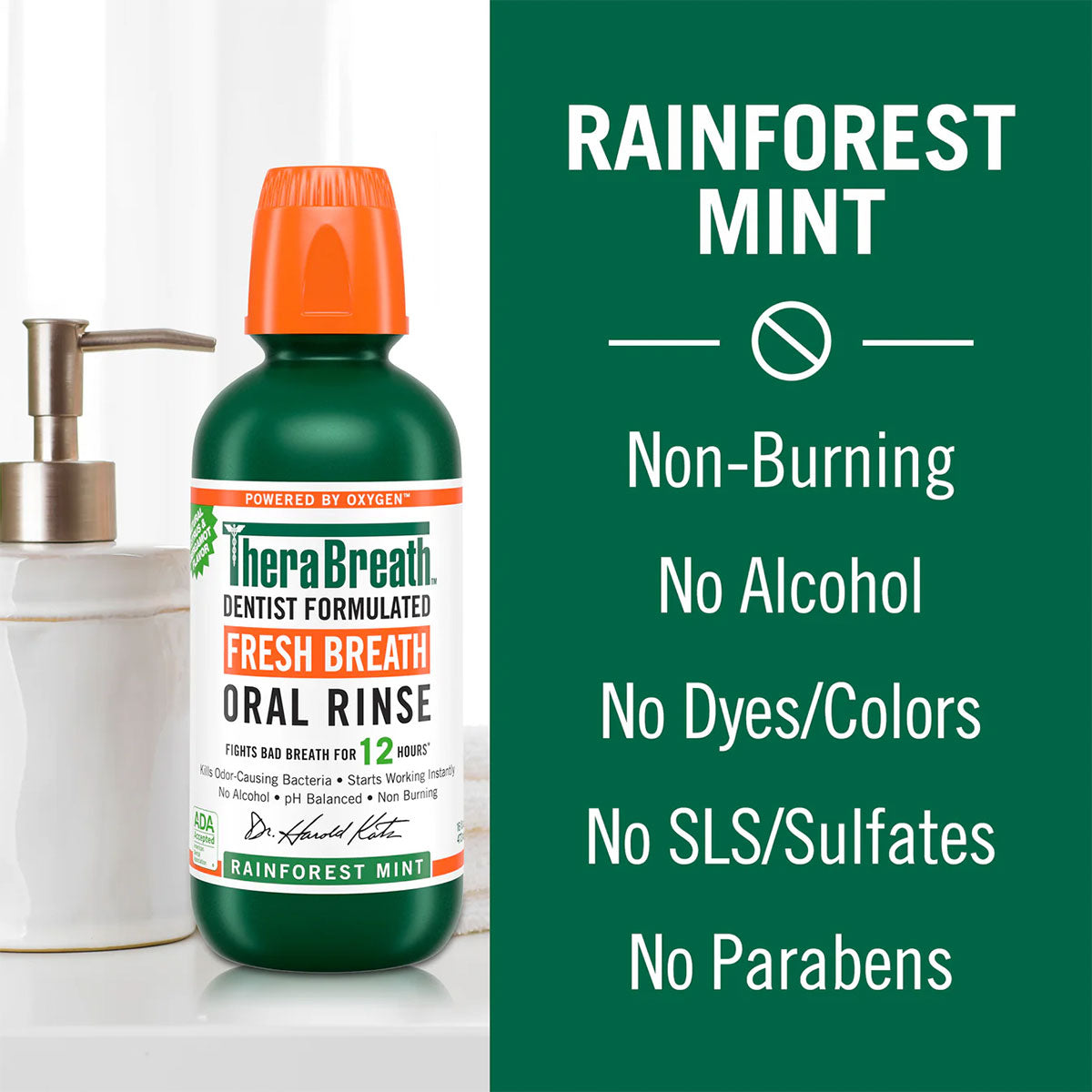 Enjuague Bucal Therabreath Rainforest Mint 473 ml