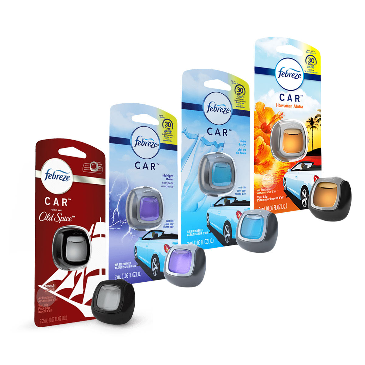 Desodorantes de auto Febreze Car, Variedades