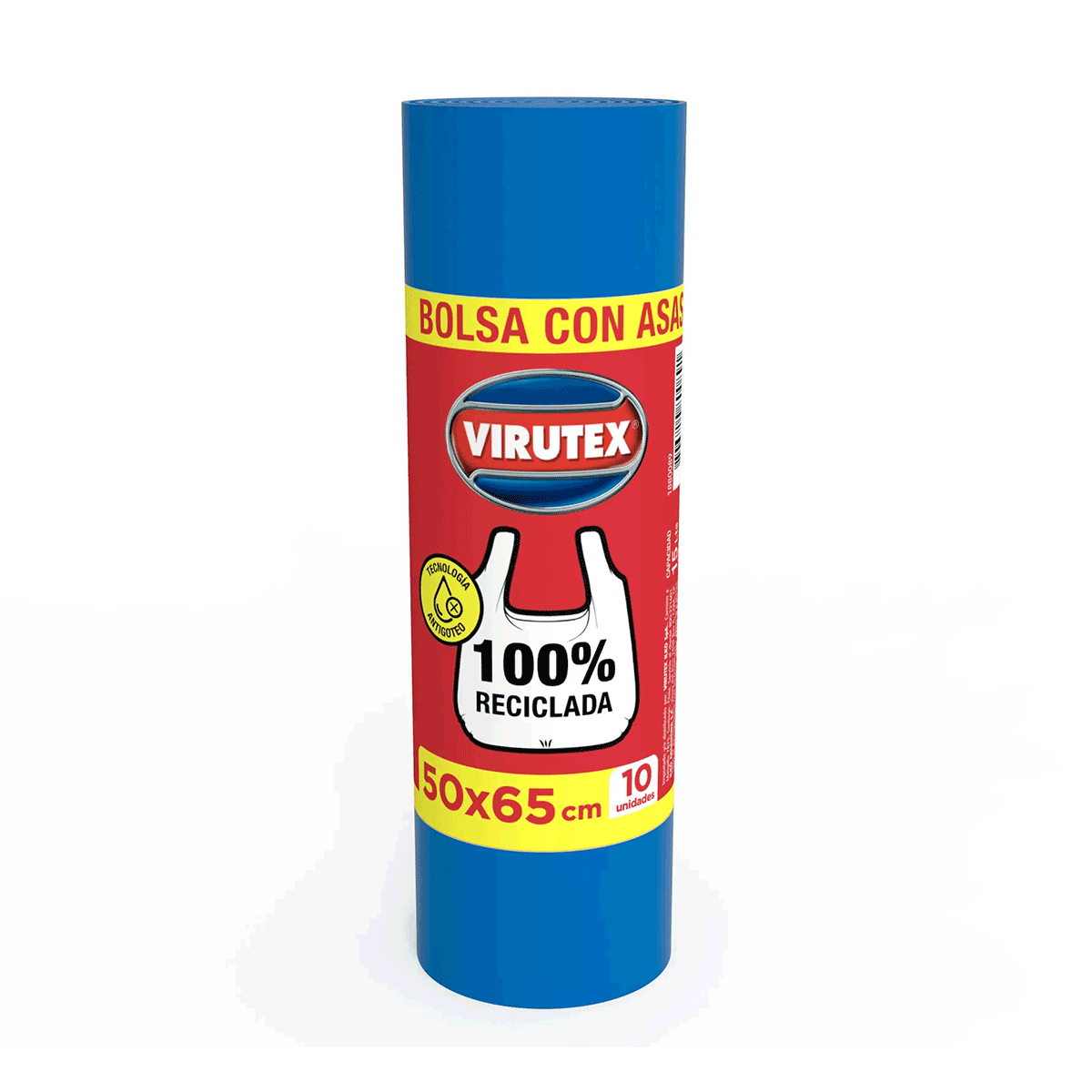 Bolsas de basura Ecológicas con Asas Virutex tamaño pequeño 50 x 65 100% reciclada (rollos de 10 unidades)