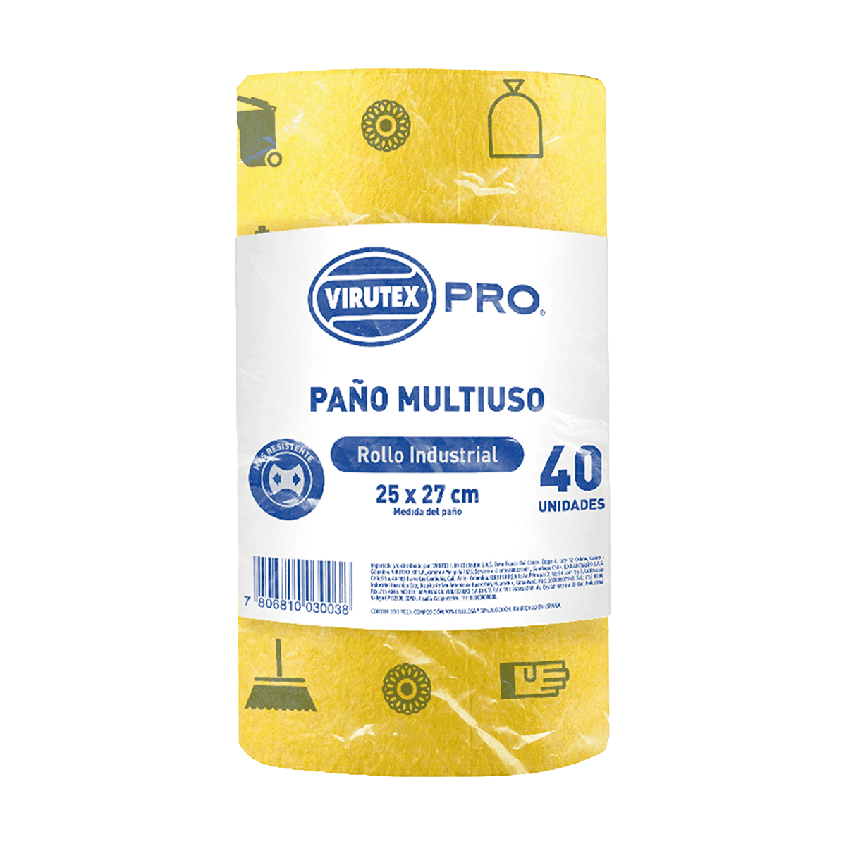 Paños de Limpieza Reutilizables Multiuso Virutex Pro 25 x 27 cm 40 paños (1 rollo)