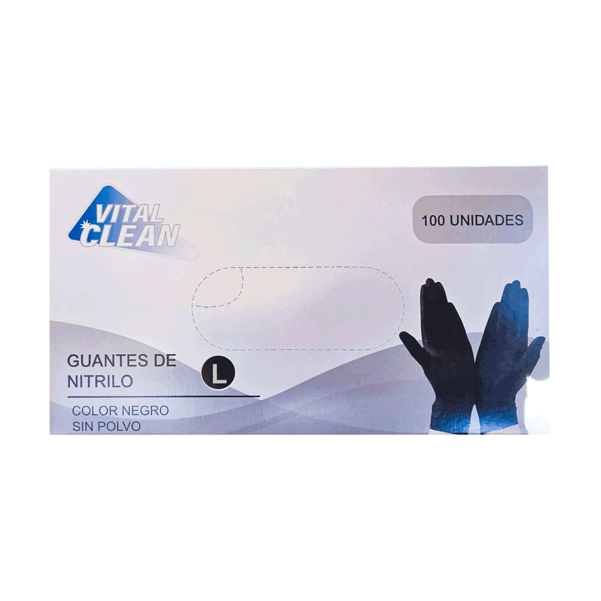 Guantes de nitrilo color negro sin polvo talla L Vital Clean (100 unidades)