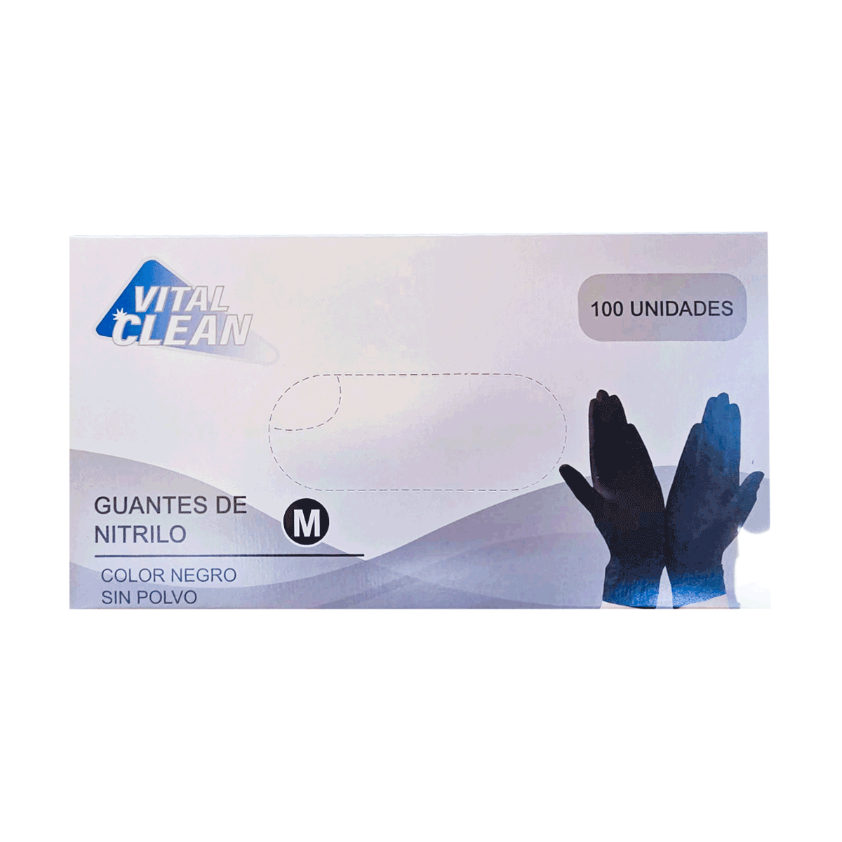 Guantes de nitrilo color negro sin polvo talla M Vital Clean (100 unidades)