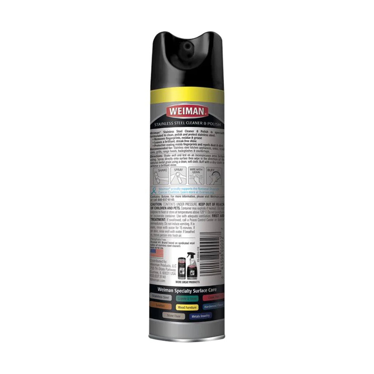Limpiador y Pulidor Acero Inoxidable en Aerosol Weiman 340 gr