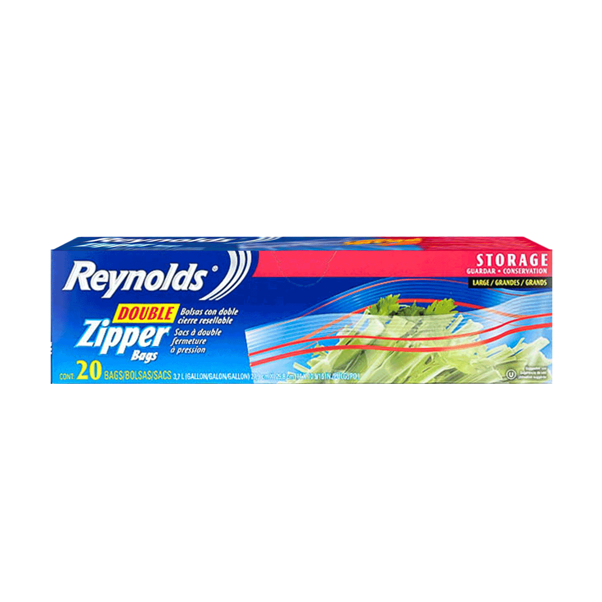 Bolsas herméticas con doble cierre para conservar Reynolds Grandes 27,9 x 26,8 cm 20 unidades