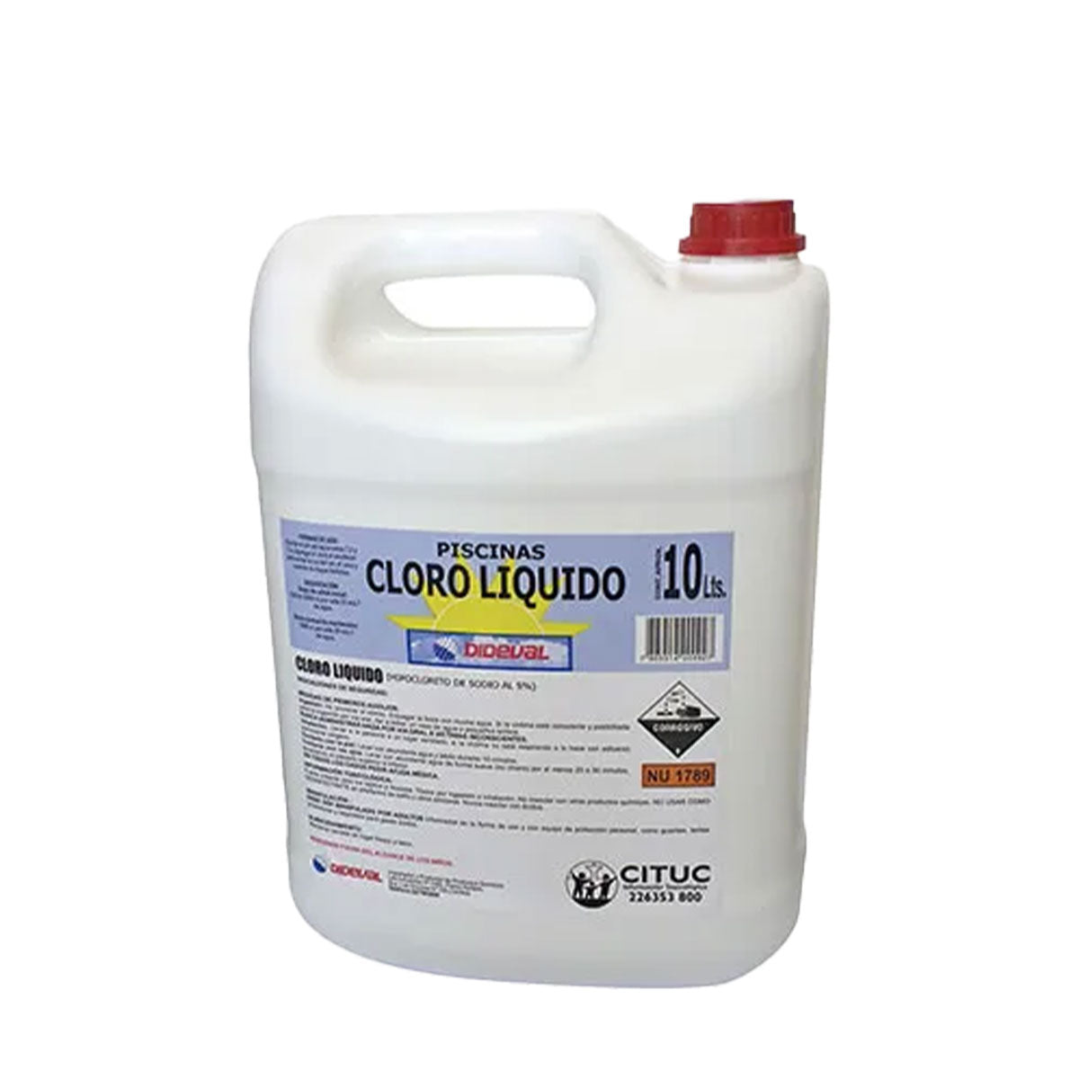 Cloro Líquido al 5% para Piscinas Dideval 10 lts