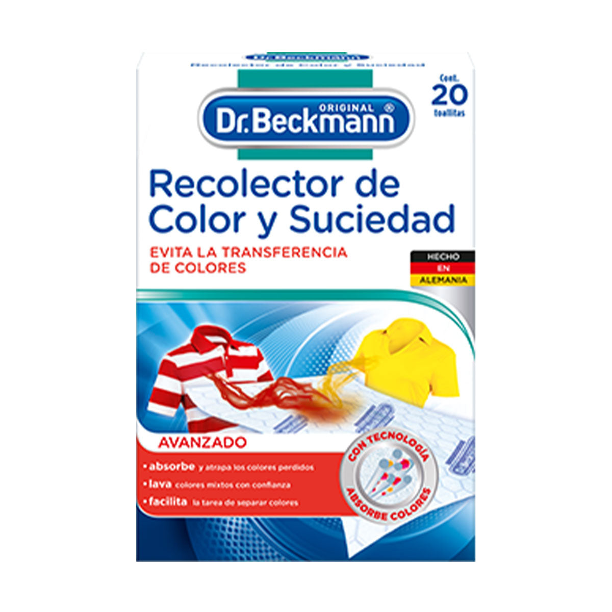 Recolector de Color y Suciedad para Lavado de Ropa 20 Toallitas Dr. Beckmann. Producto Alemán Sustentable