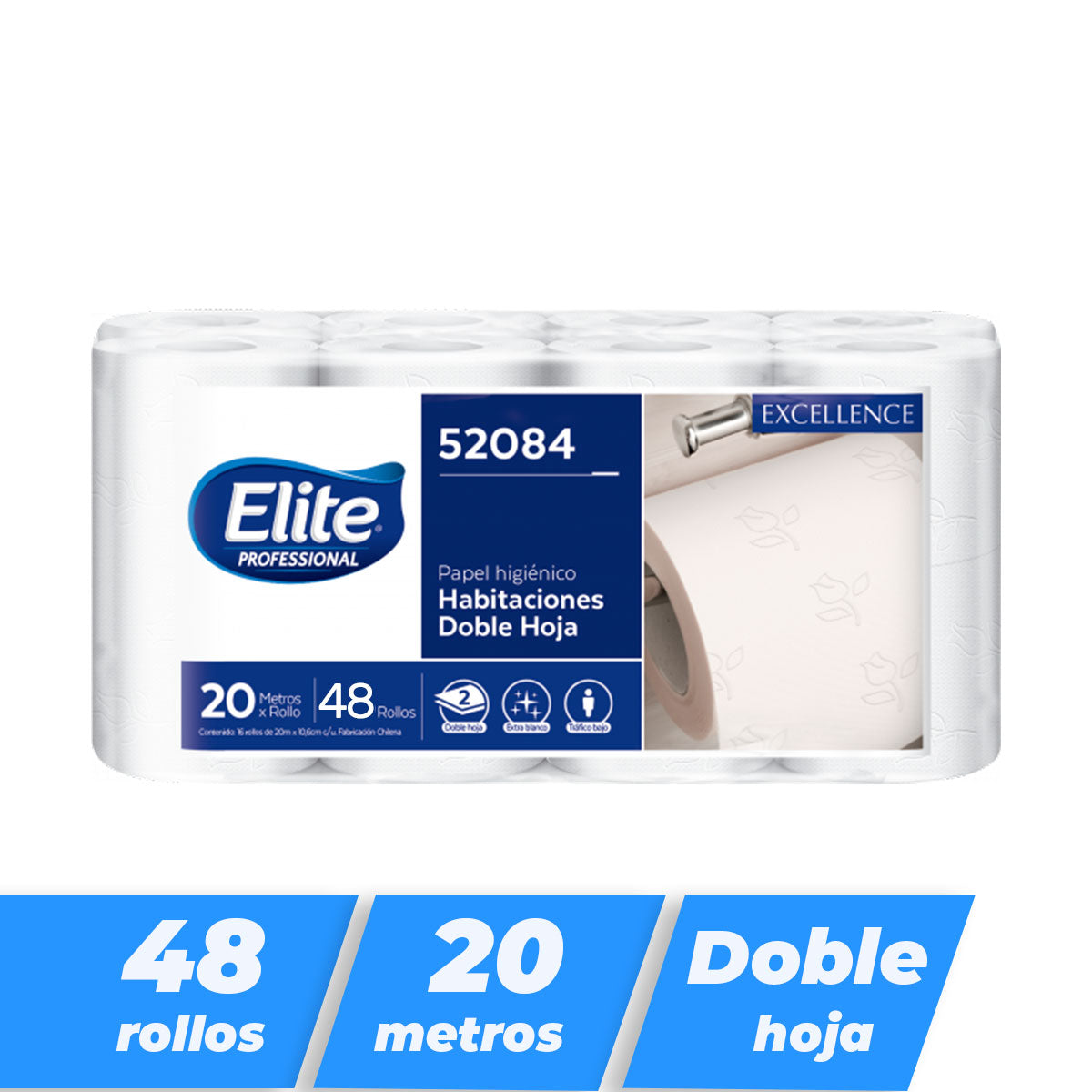 Papel higiénico Elite Excellence Habitaciones Doble hoja 20 metros (48 rollos)