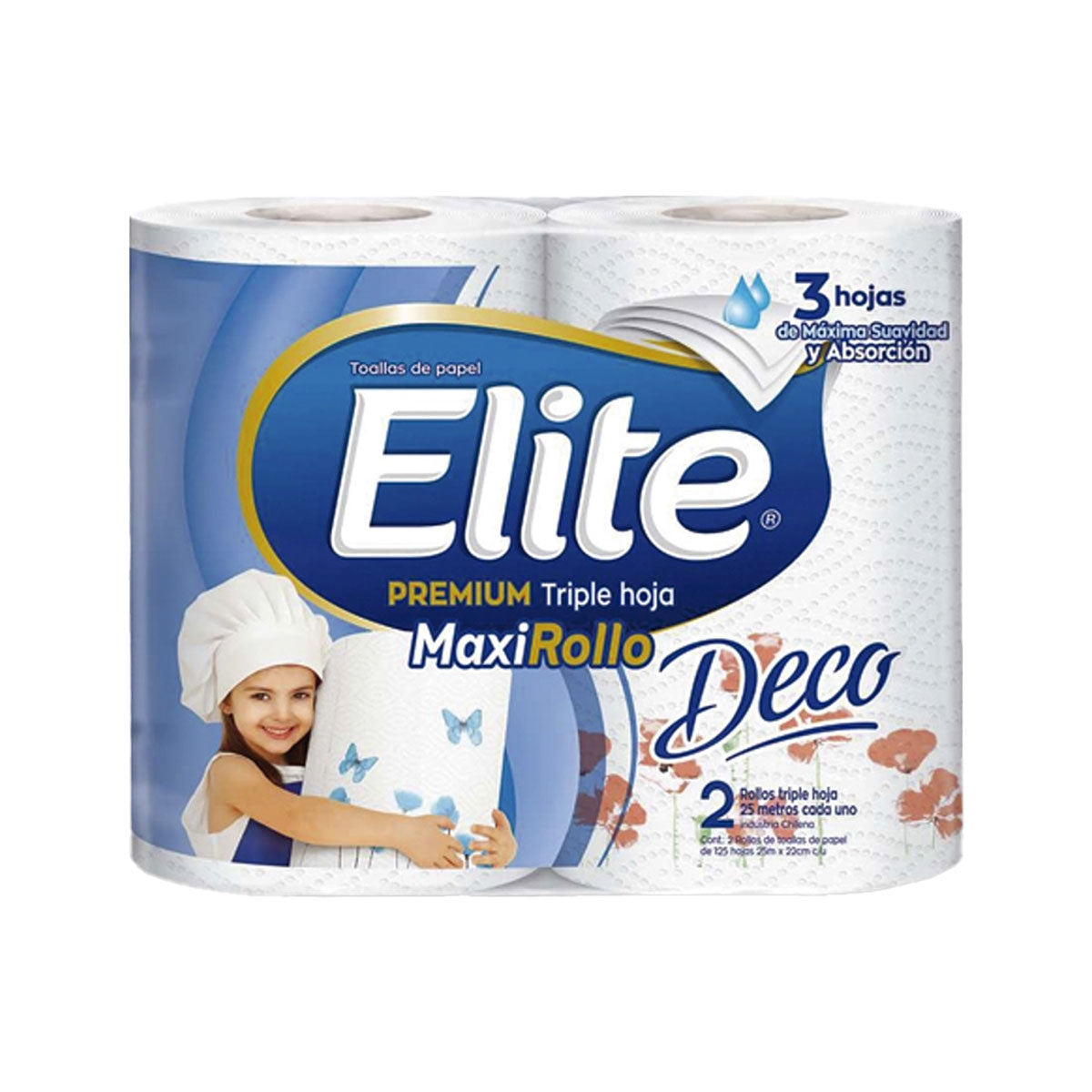 Toalla de papel Triple Hoja Deco Maxirollo Elite 22,5 metros (2 rollos)