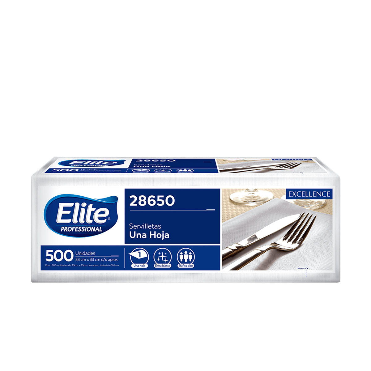 Servilleta de Mesa Una Hoja Elite Professional Excellence 33 x 33 cm c/u 500 unidades