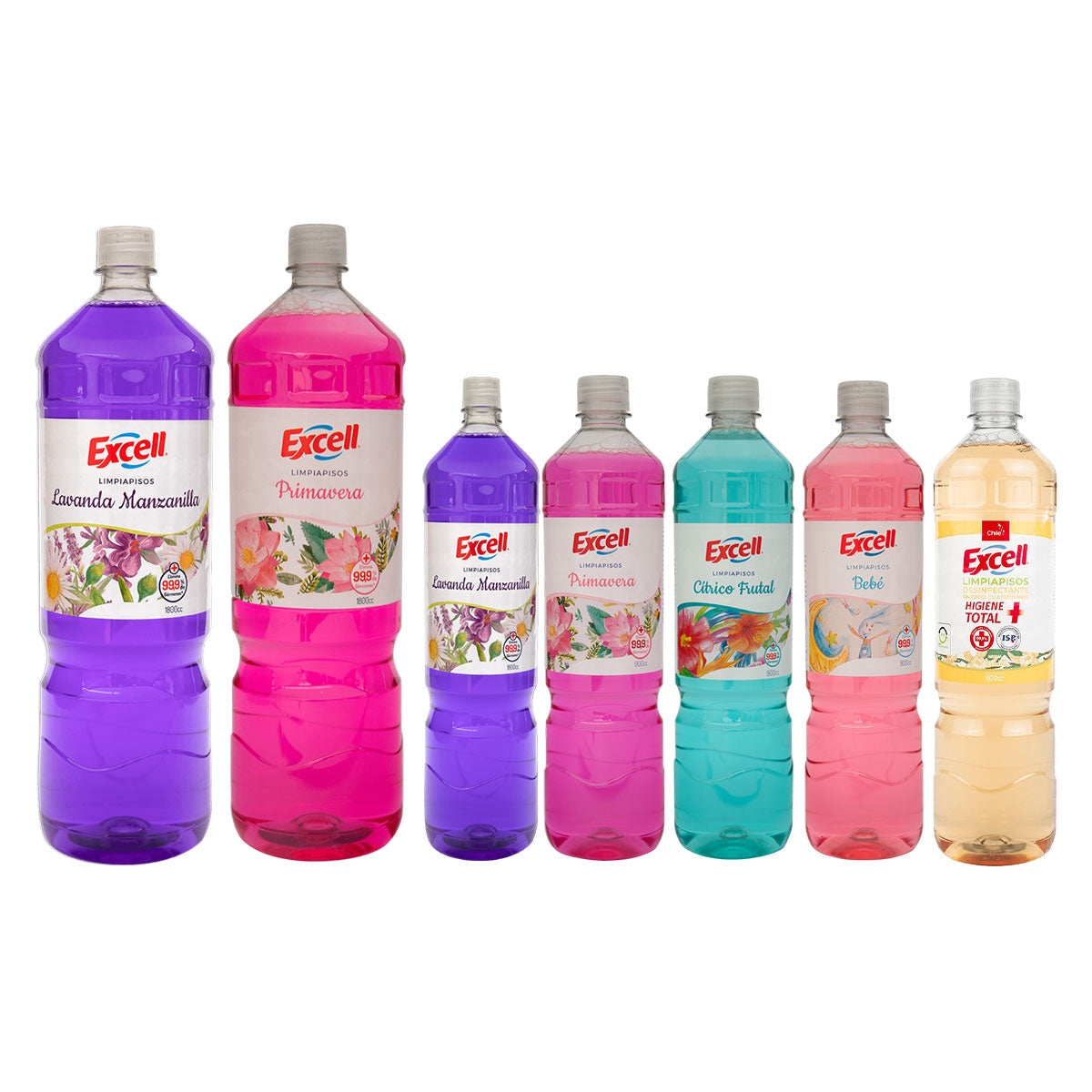 Limpiapisos y Desinfectantes Variedades Excell 900 cc y 1800 cc
