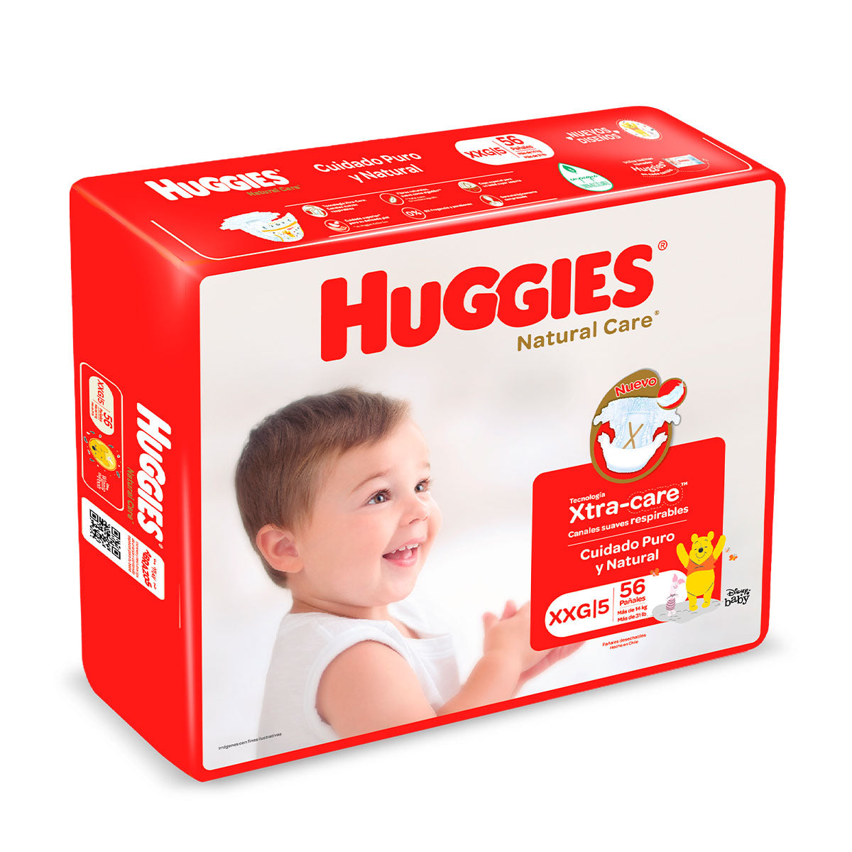 Pañales Huggies Natural Care XXG (56 unidades)