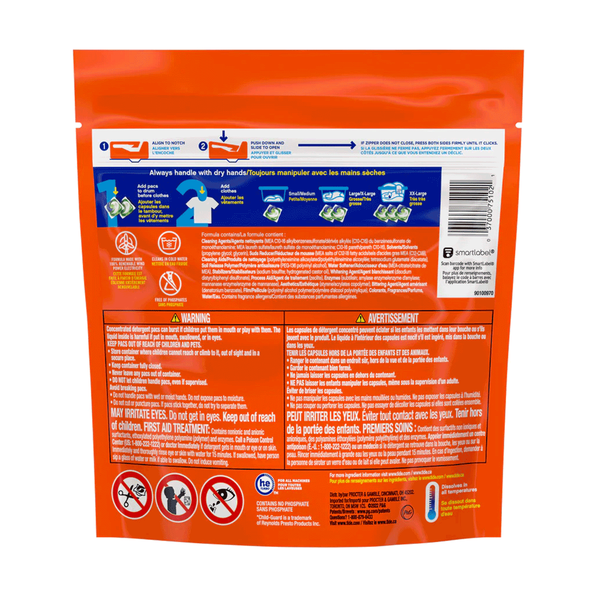 Detergente para ropa en cápsulas Tide PODS Ultra Oxi 4 en 1 (15 unidades)