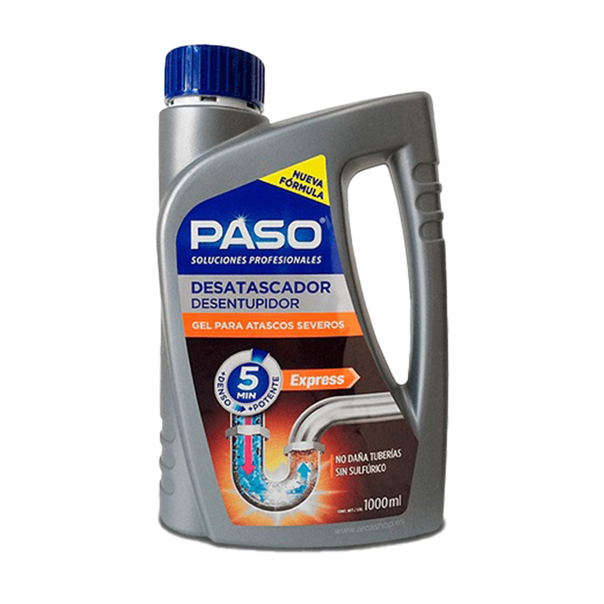 Desatascador Gel Profesional Express Tuberías y Desagües PASO 1 litro