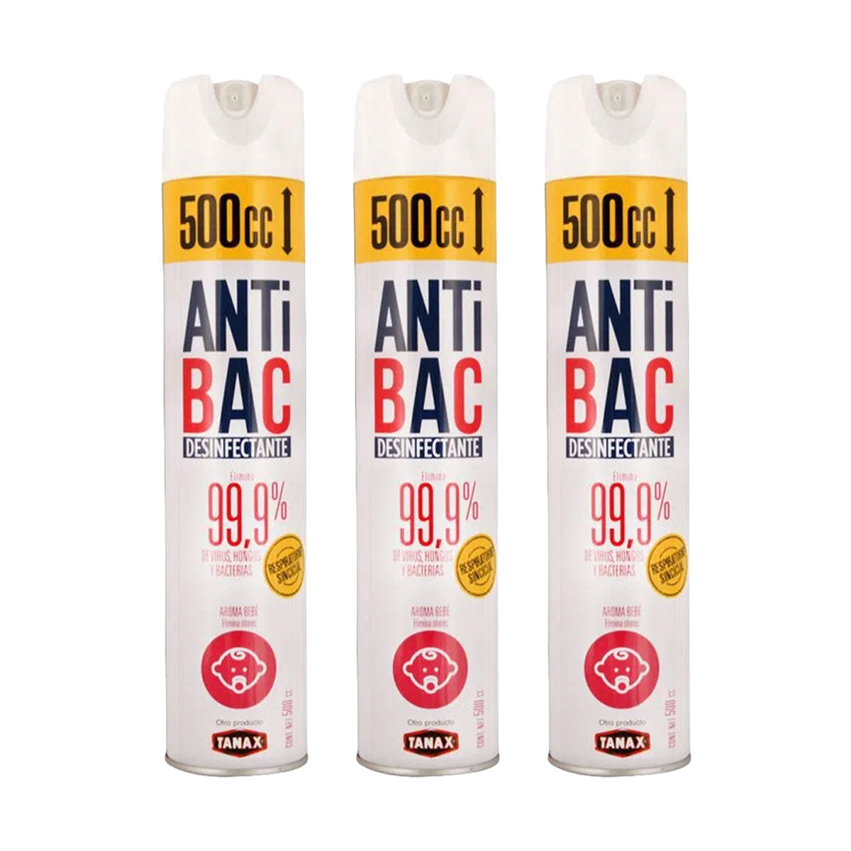 Pack Desinfectante Antibac Aroma Bebé 500 cc 3x $6.990
