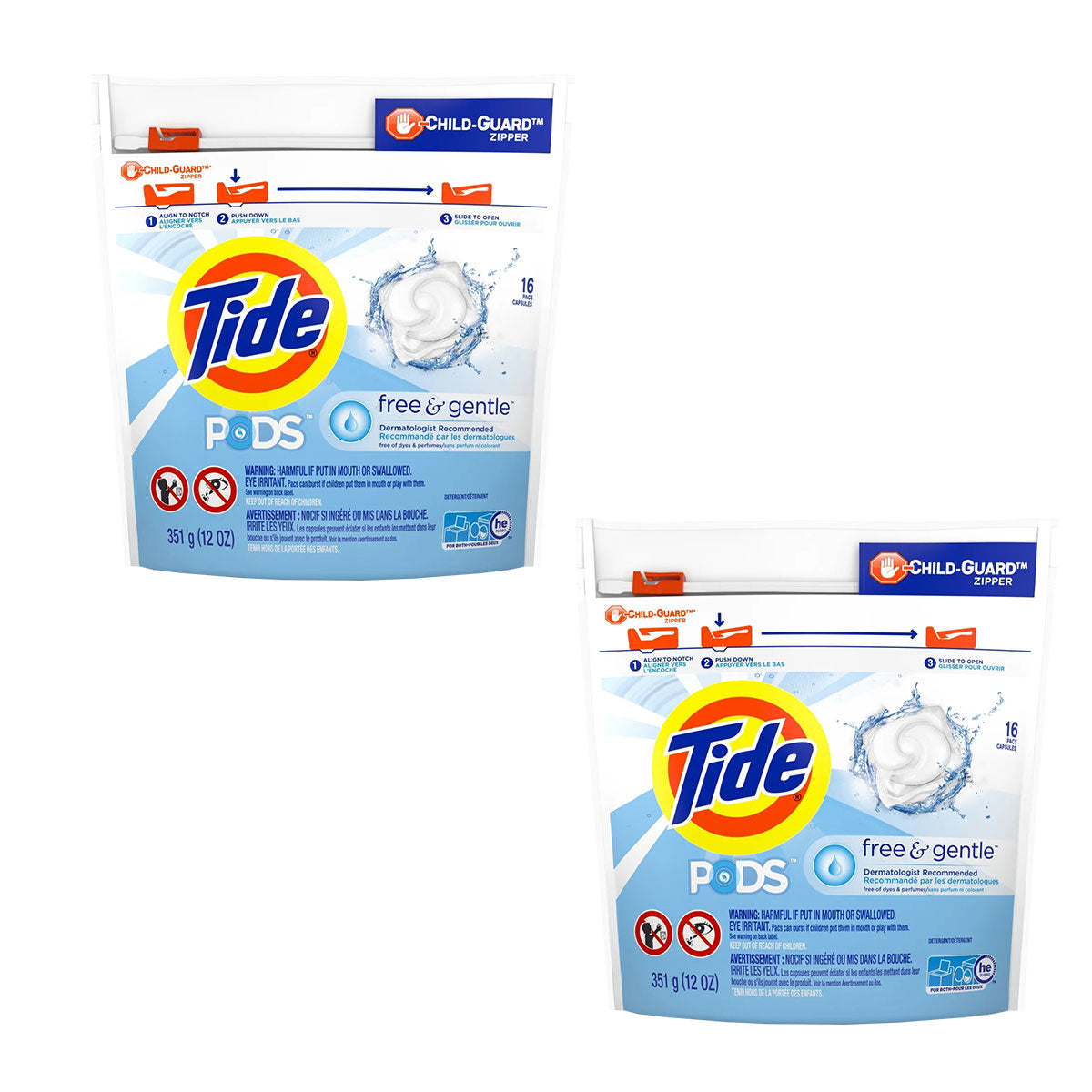Pack Detergente para ropa en cápsulas Tide PODS Free & Gentle 16 unidades 2x $13.990