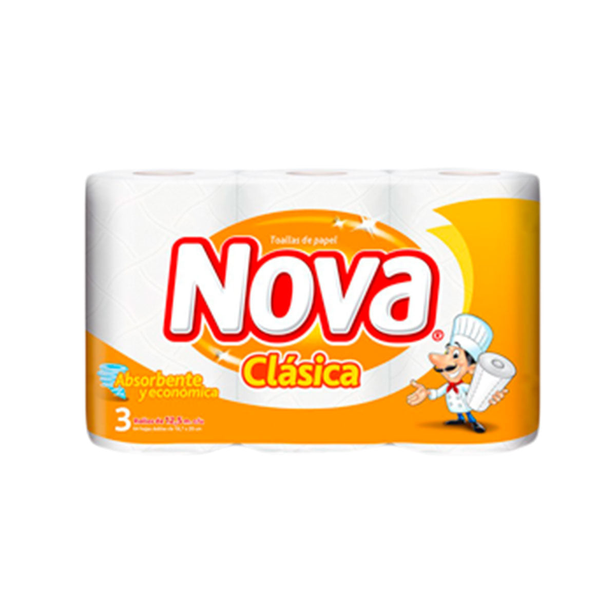 Toalla de papel Nova Clásica 12,5 metros (3 rollos)