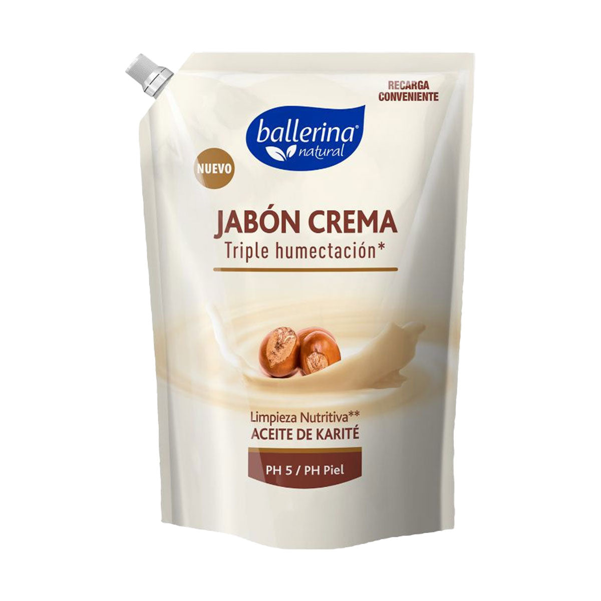 Jabón Crema líquido Aceite de Karité Ballerina 750 ml Línea Triple Humectación PH 5 / PH Piel