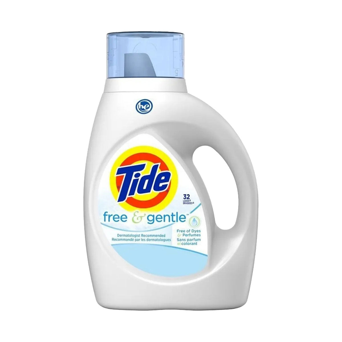 Detergente líquido concentrado para ropa Tide Free & Gentle 1,36 litros (32 cargas)