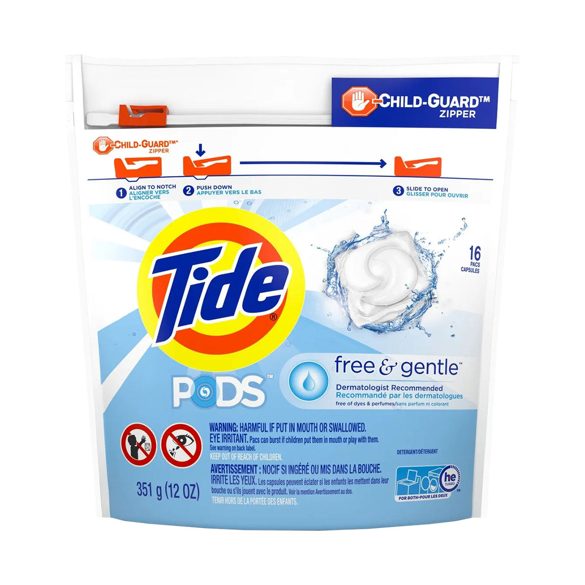 Detergente para ropa en cápsulas Tide PODS Free & Gentle (16 cápsulas)