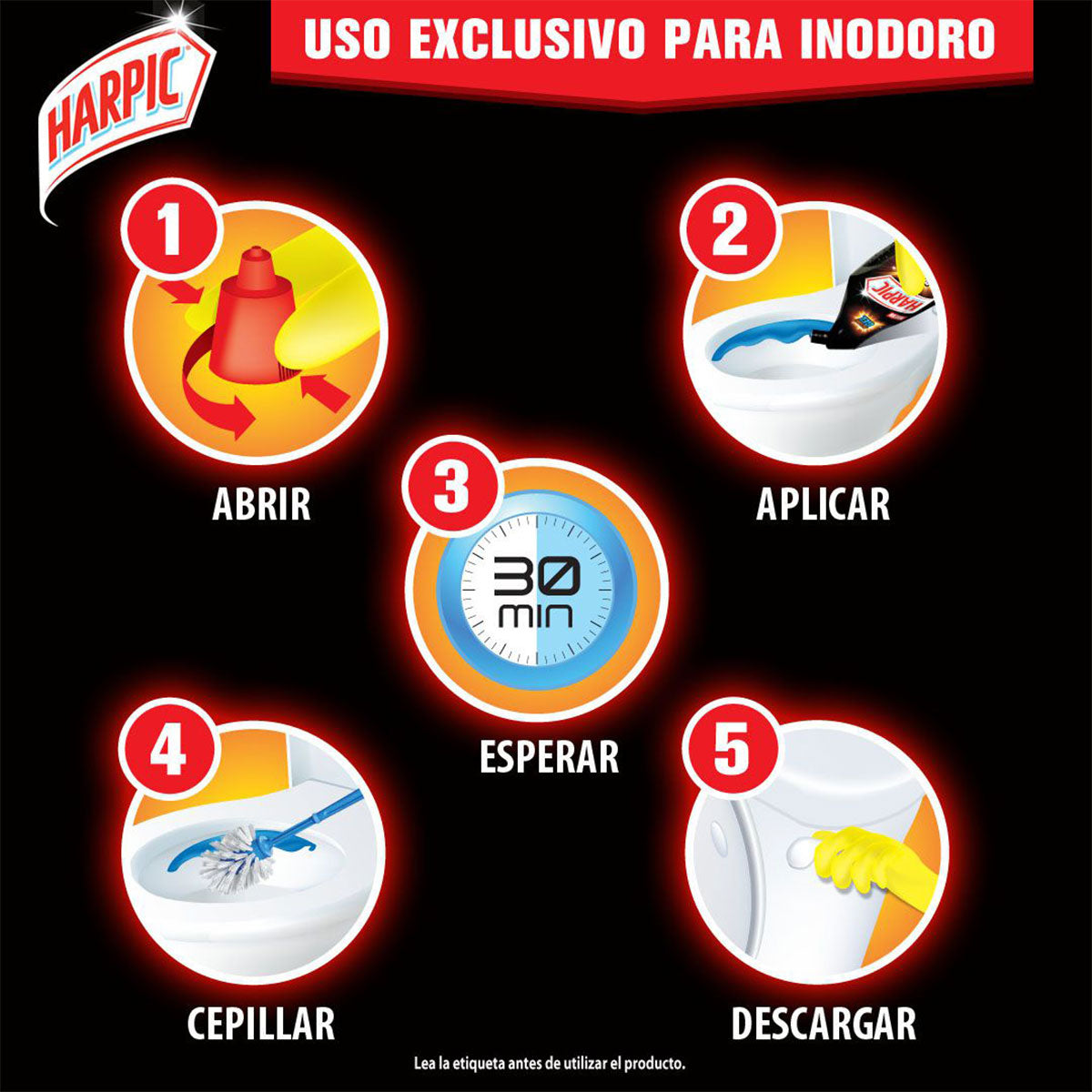 Limpiador Desinfectante para Inodoros Harpic 100% Removedor de Sarro 750 ml
