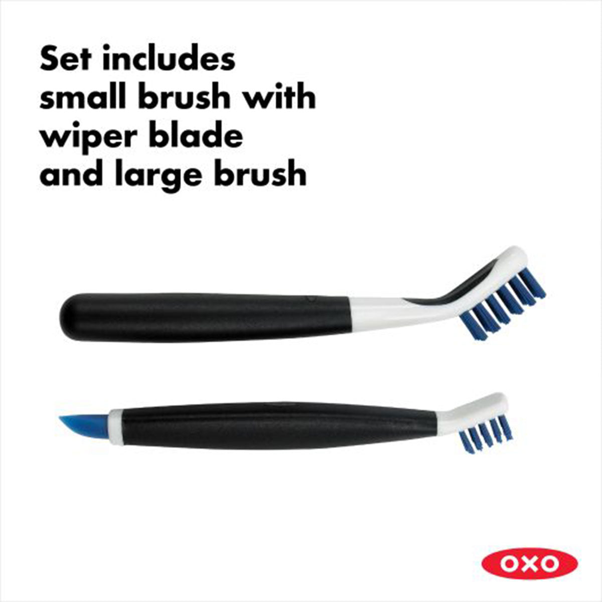 Juego de cepillos de limpieza profunda para baño OXO (2 cepillos, azul)
