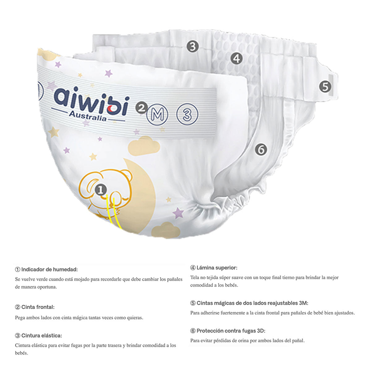 Pañales Aiwibi Premium Dulce Noche P (60 unidades) - 🇦🇺 Producto Australiano