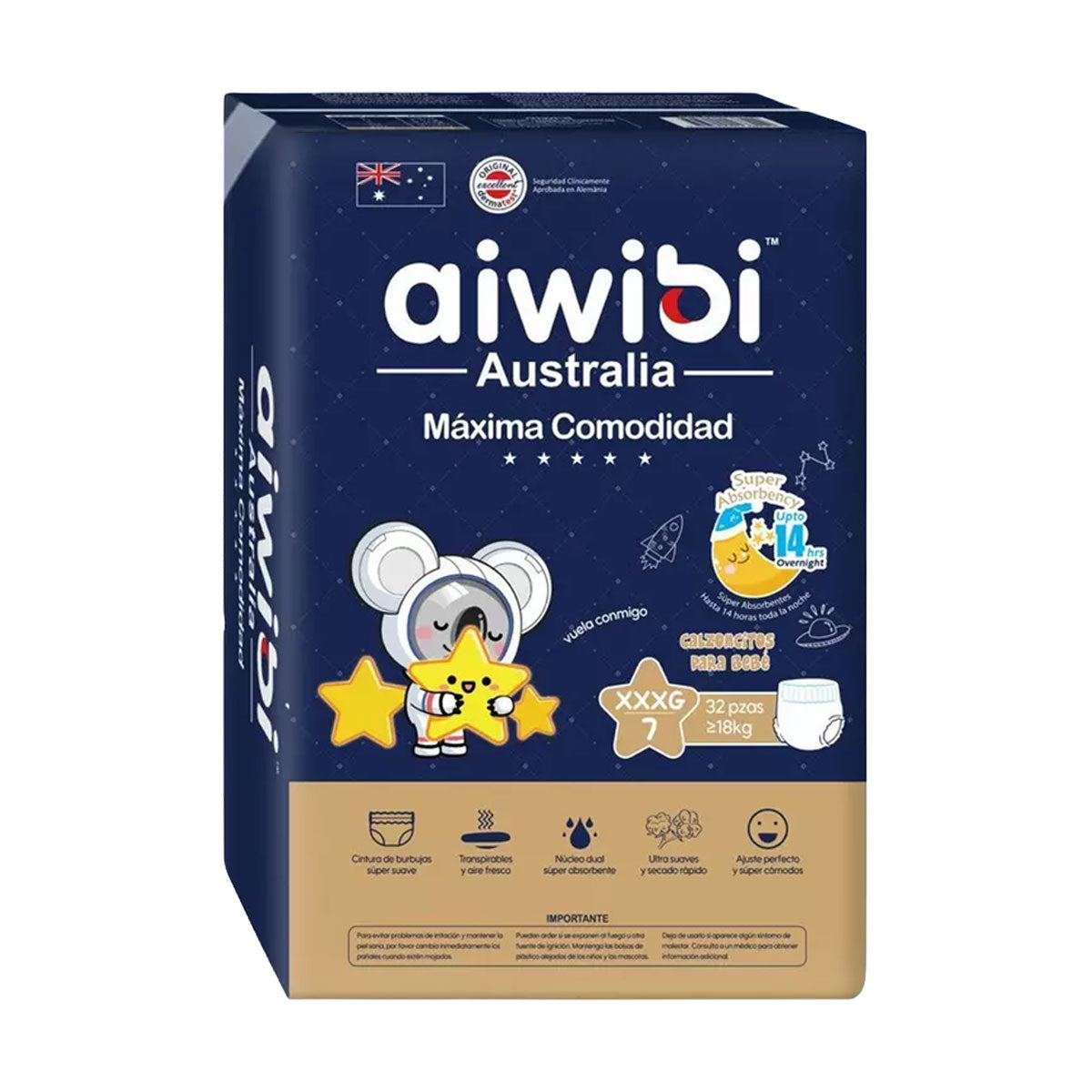 Pañales Aiwibi Pants (Calzoncitos) Dulce Noche XXXG (32 unidades) - 🇦🇺 Producto Australiano