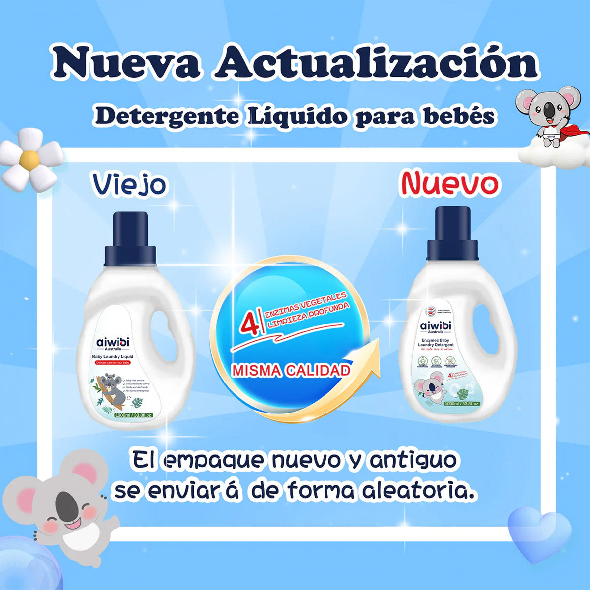 Detergente líquido para ropa de bebés Aiwibi 1 litro