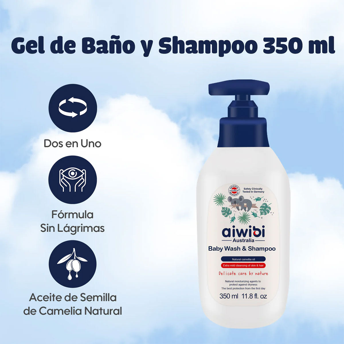 Gel de Baño y Shampoo para bebés Aiwibi 350 ml