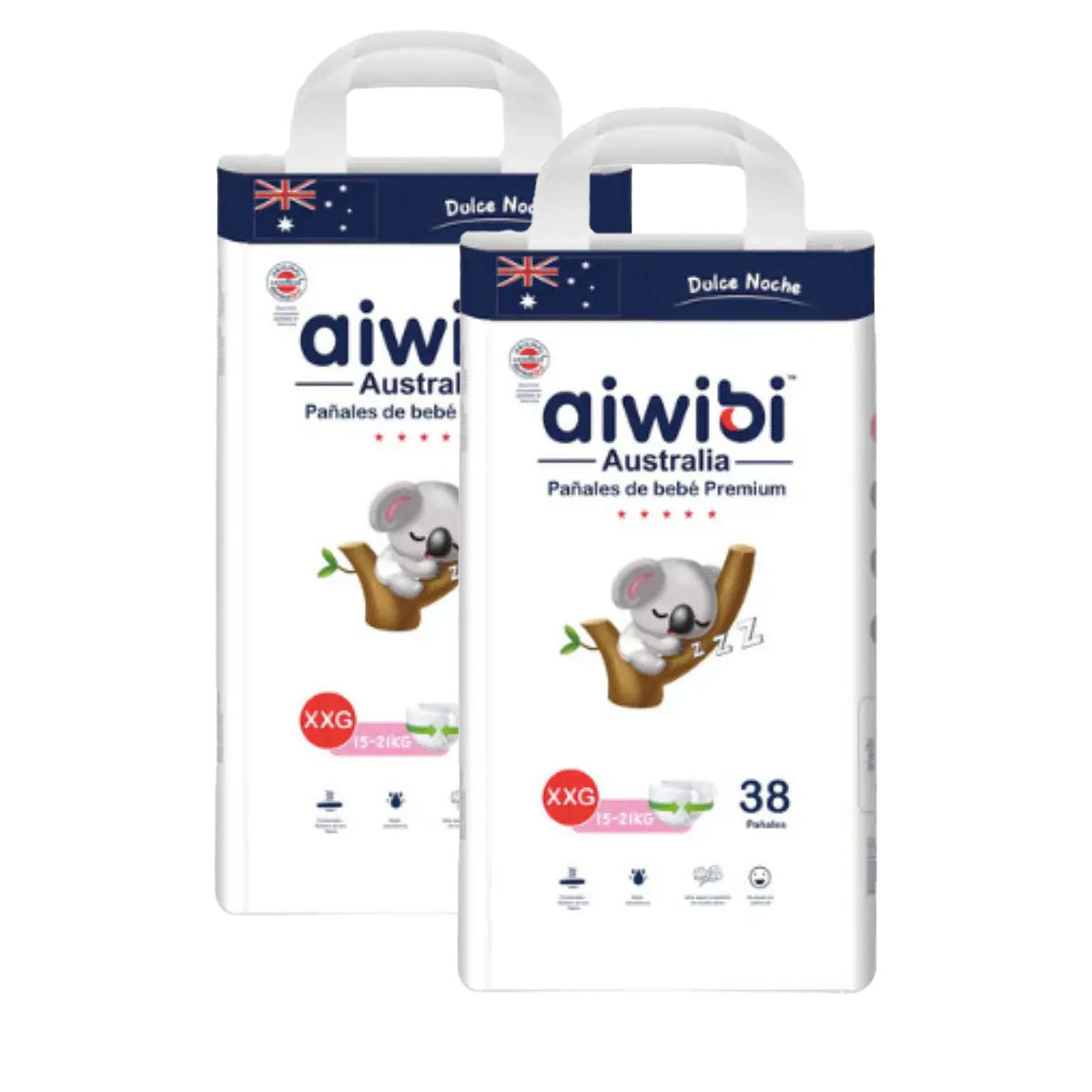 Pack Pañales Aiwibi Premium Dulce Noche XXG (38 unidades) 2x $25.990