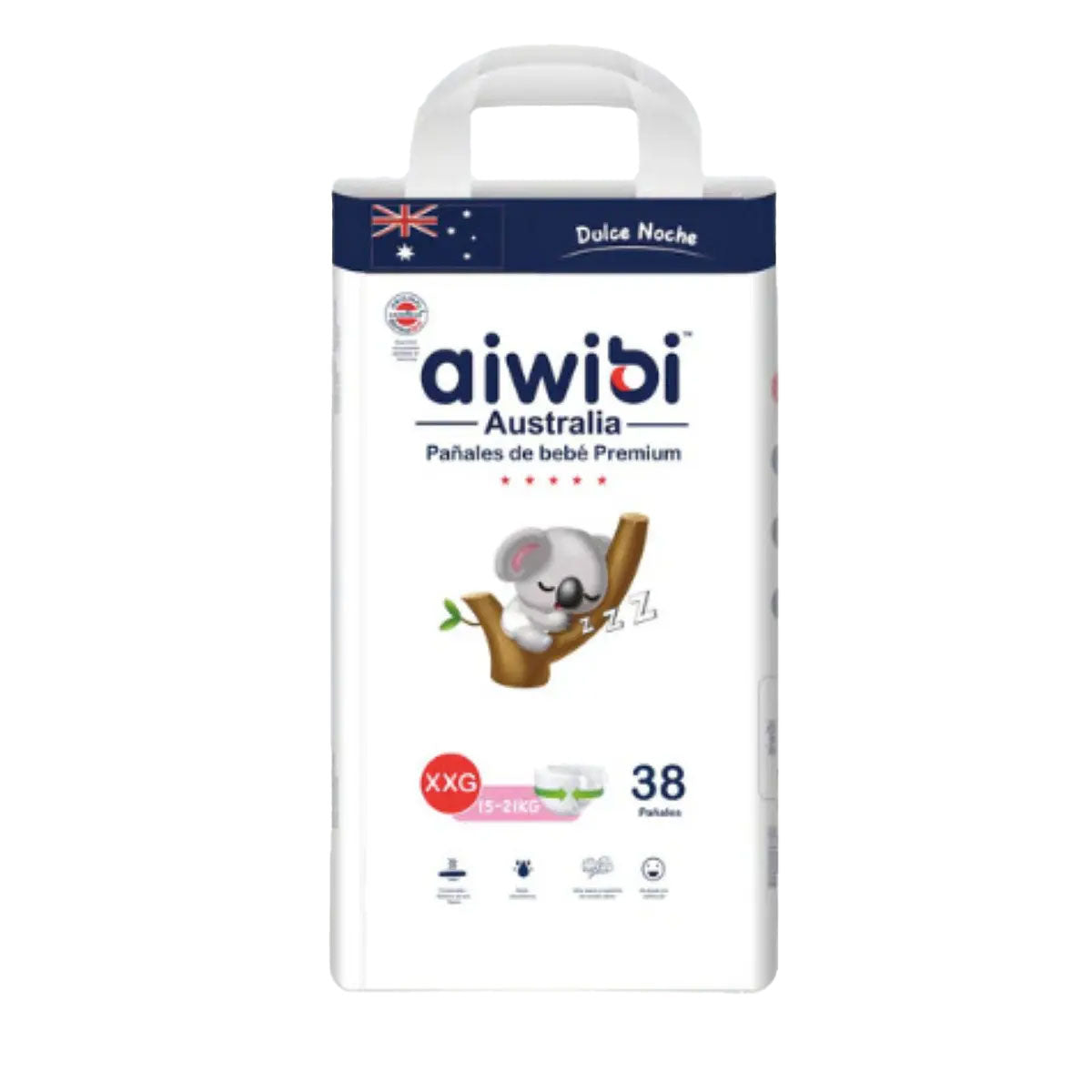 Pañales Aiwibi Premium Dulce Noche XXG (38 unidades) - 🇦🇺 Producto Australiano