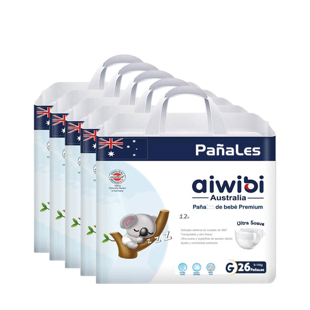 Pack 5x Pañales Aiwibi Premium G (26 unidades)