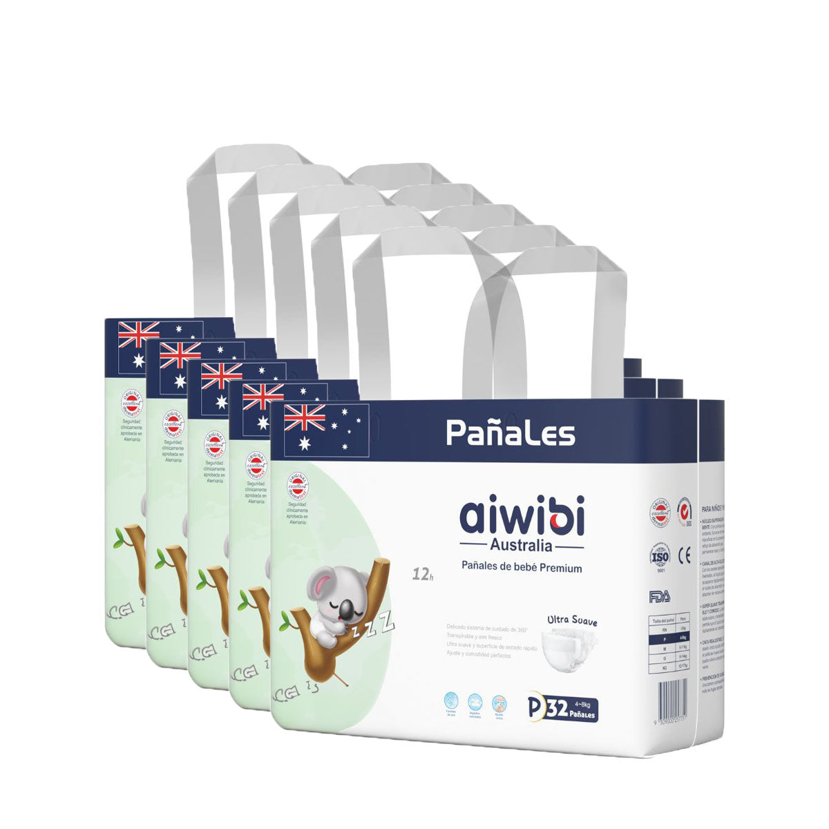 Pack 5x Pañales Aiwibi Premium P (32 unidades)