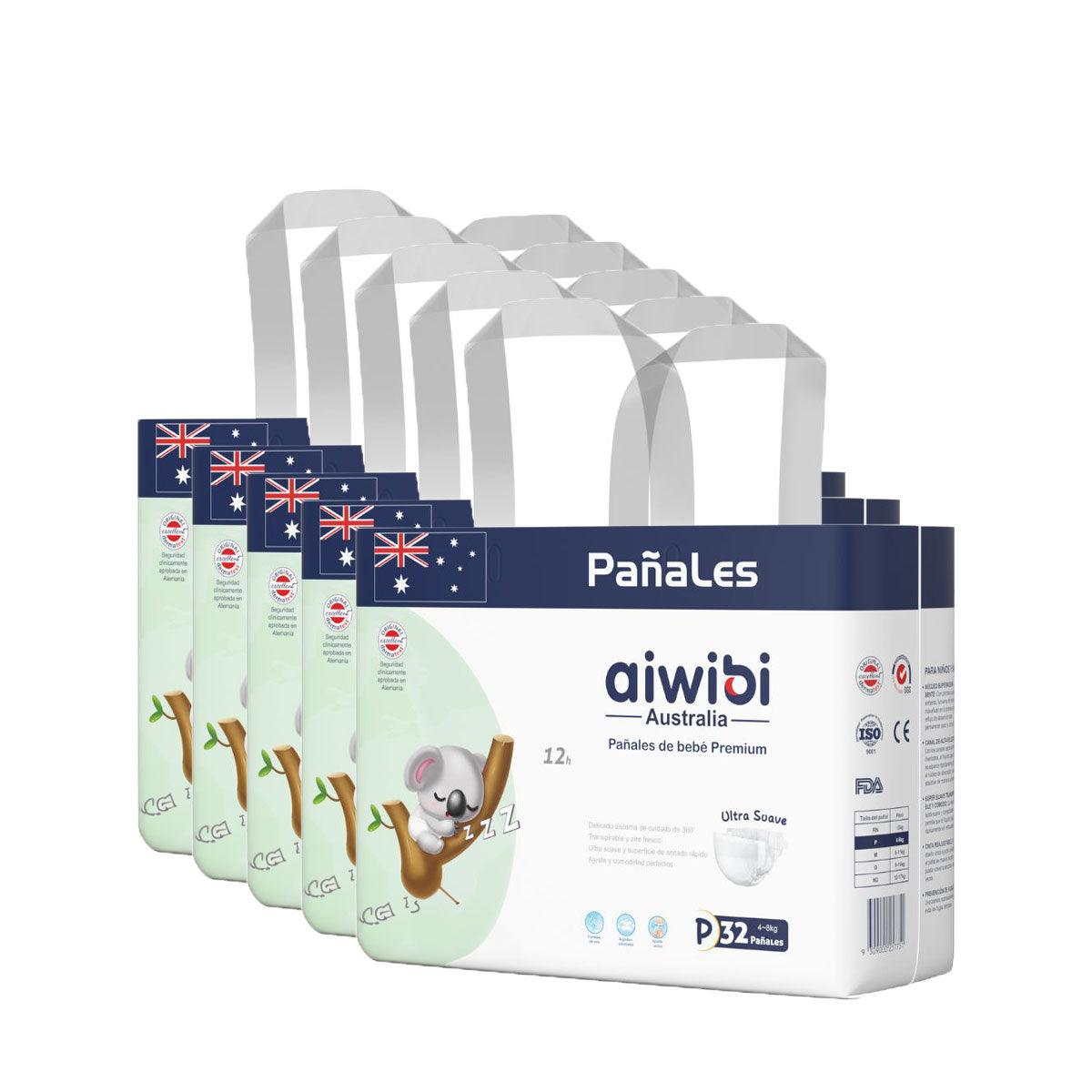 Pack Pañales Aiwibi Premium P (32 unidades) 5x $29.990