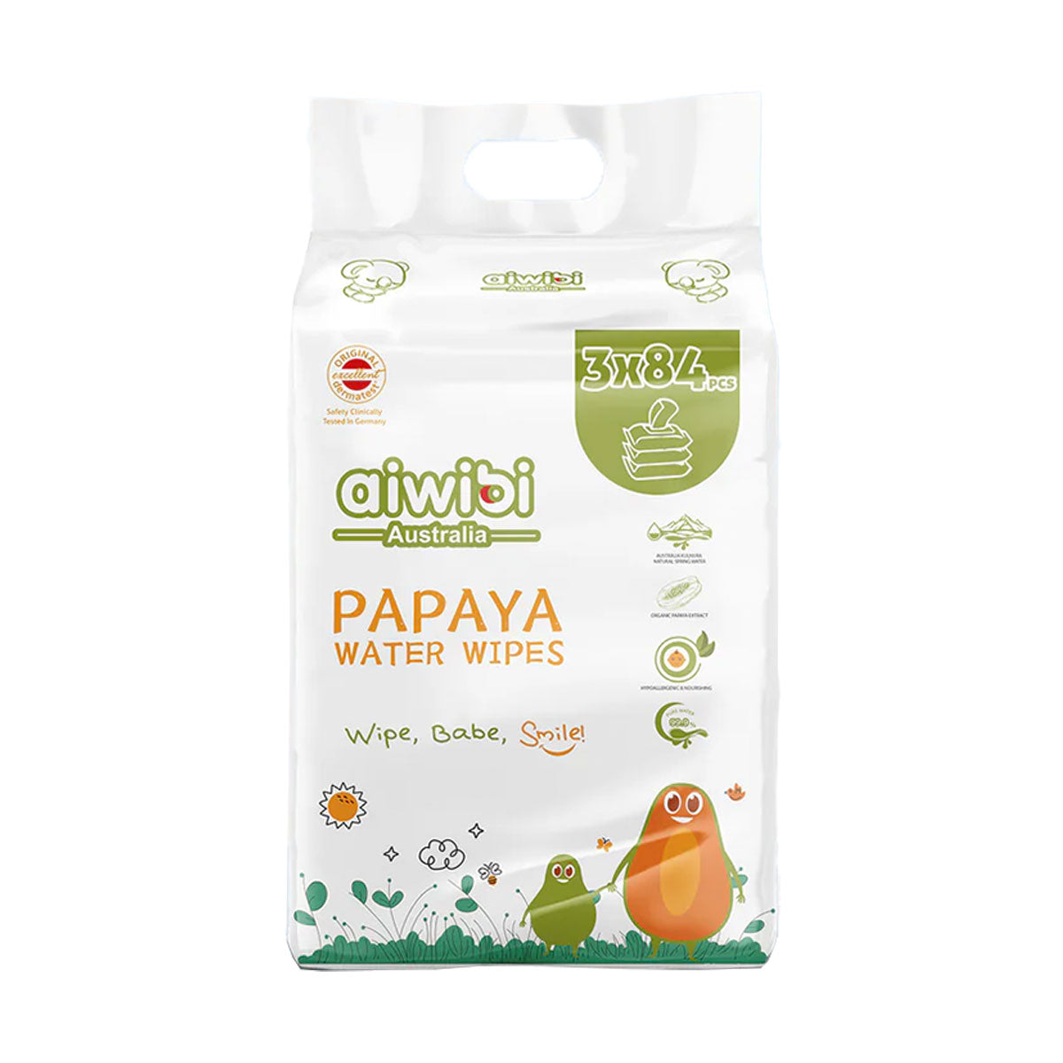 Pack Toallitas Húmedas de Papaya con Agua de Manantial Aiwibi (84 unidades) 3x $6.990