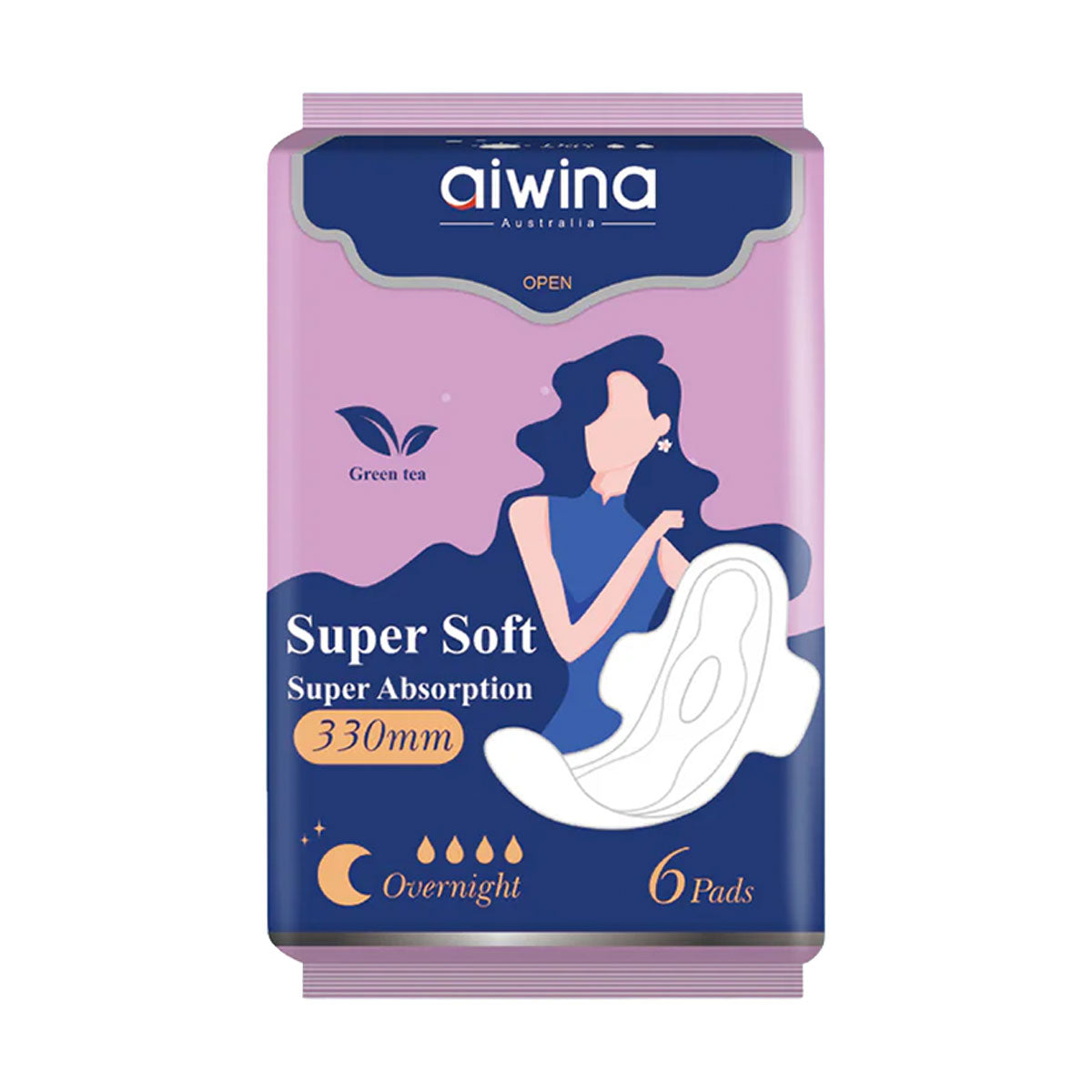 Toalla Femenina Noche Súper Suave Ultradelgada 330 mm Aiwina (6 unidades)