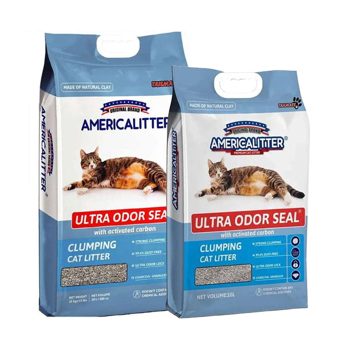 Arena para Gato Aroma Neutro con Carbón Activado Ultra Odor Seal America Litter 7 o 15 kg