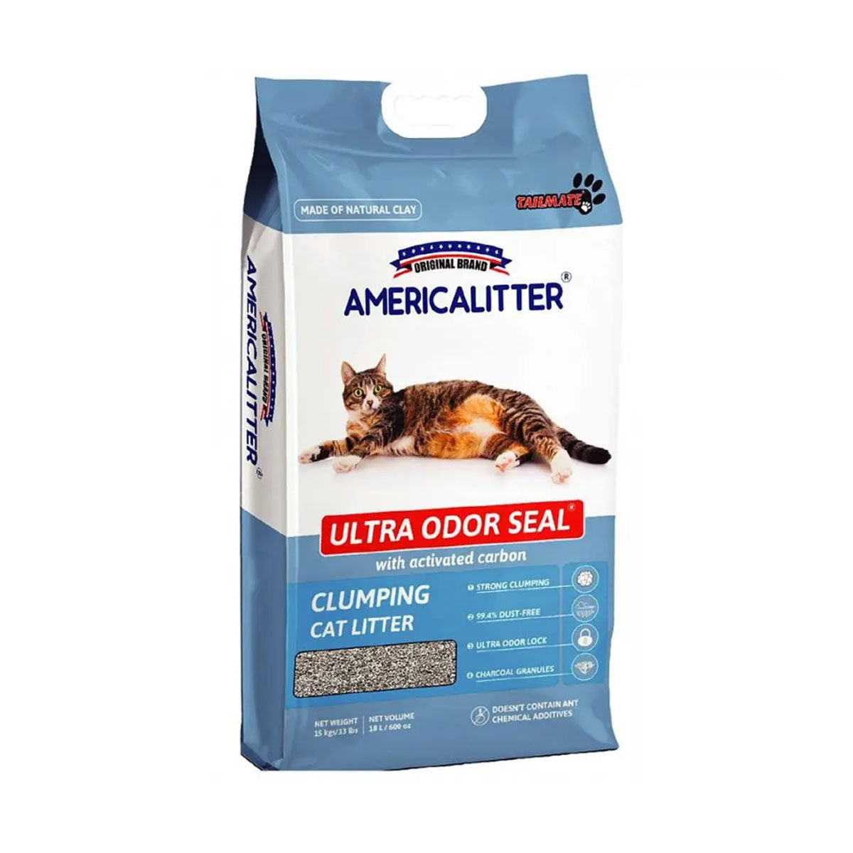 Arena para Gato Aroma Neutro con Carbón Activado Ultra Odor Seal America Litter 7 o 15 kg
