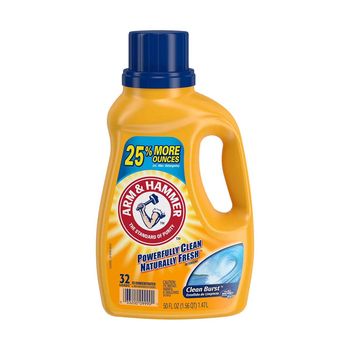 Detergente líquido concentrado para ropa Arm & Hammer Clean Burst, Alta Eficiencia 1,47 litros (32 cargas)