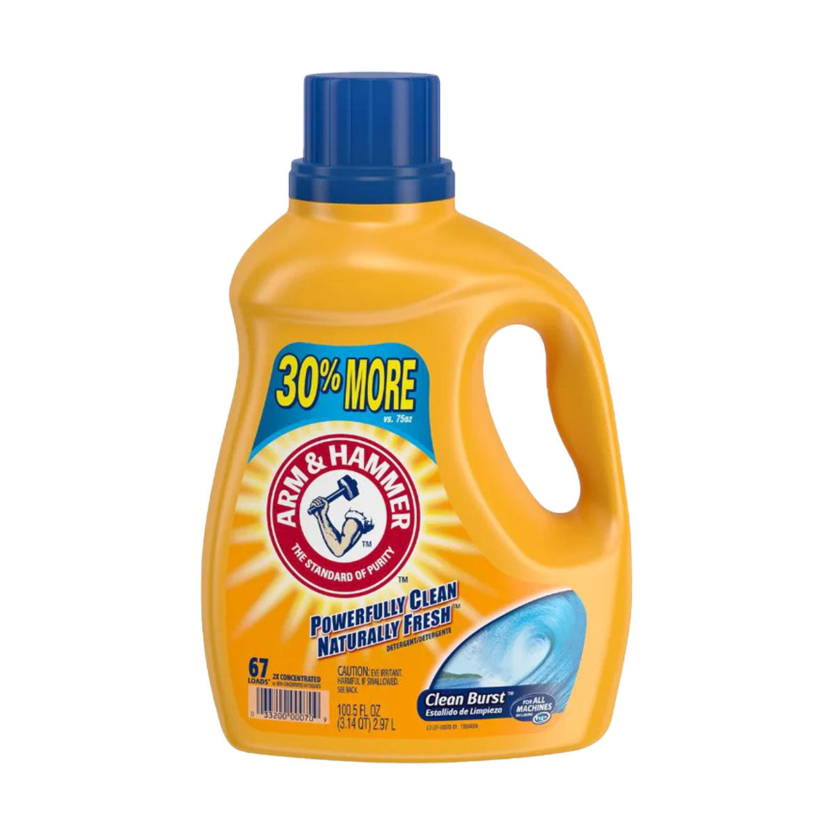 Detergente líquido concentrado para ropa Arm & Hammer Clean Burst, Alta Eficiencia 2,97 litros (67 cargas)