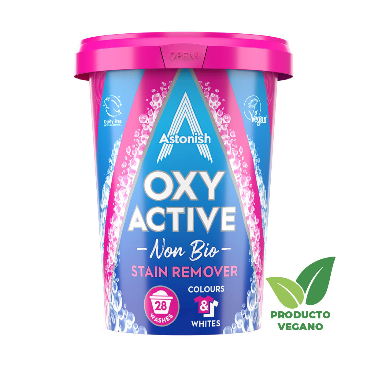 Quitamanchas de Telas Oxy Active Non Bio 625 gr Astonish - 🌱 🇬🇧 Producto Vegano del Reino Unido