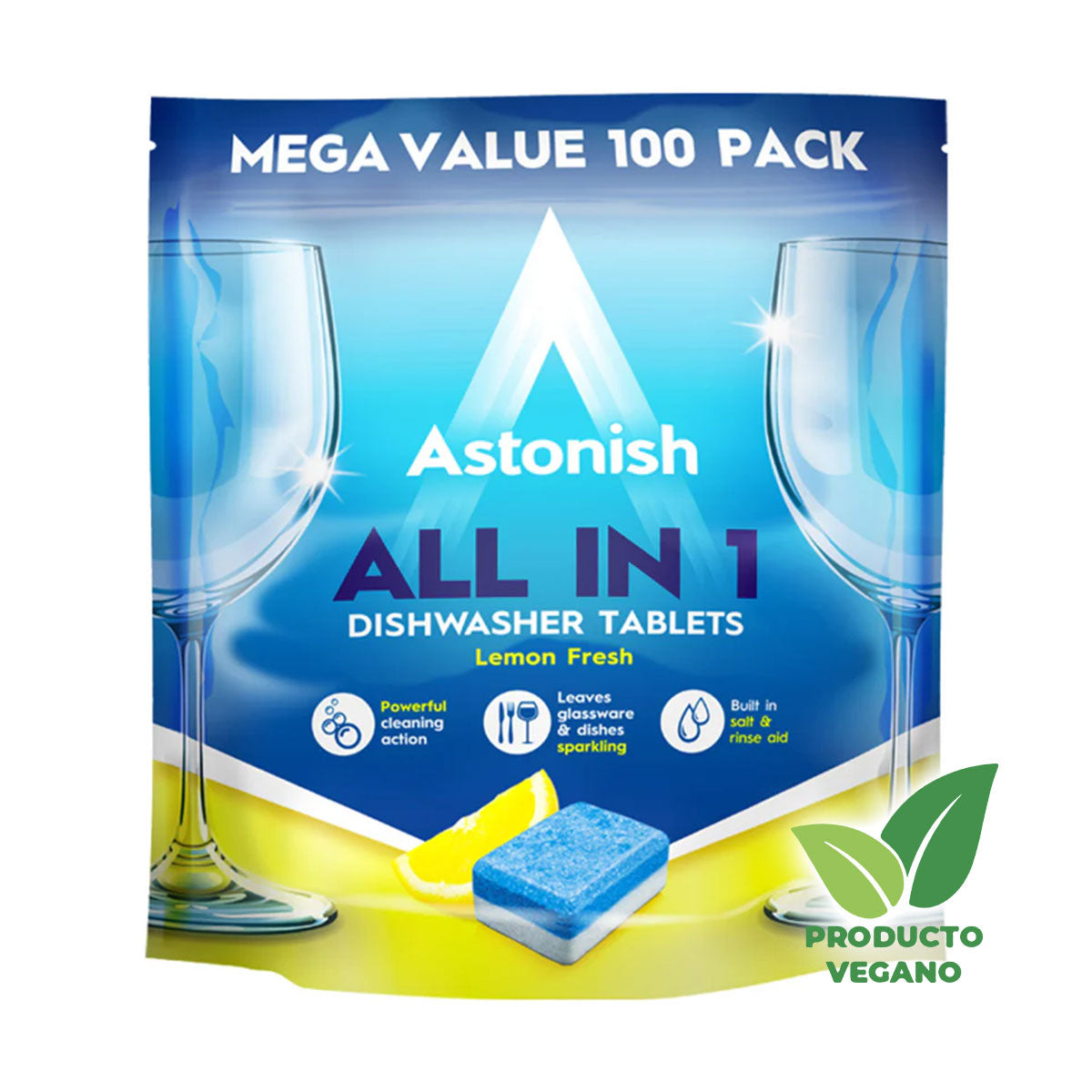 Tabletas Lavavajillas All in 1 Astonish (100 unidades) - 🌱 🇬🇧 Producto Vegano del Reino Unido